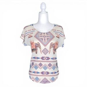 AZTEC TRIBAL PRINT BOHO SHIRT · SIZE M · NWOT